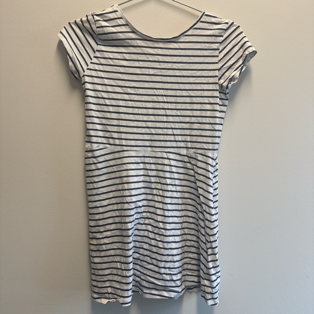 Girls' Navy Stripe Cotton Dress